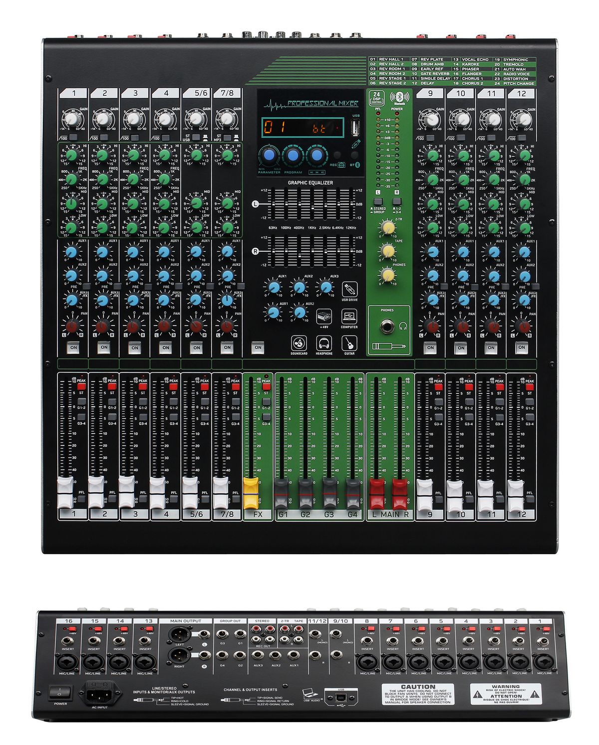 12CH Professional Console Mixer 48V Fantasy Power Dj Performance Mixer Consolle