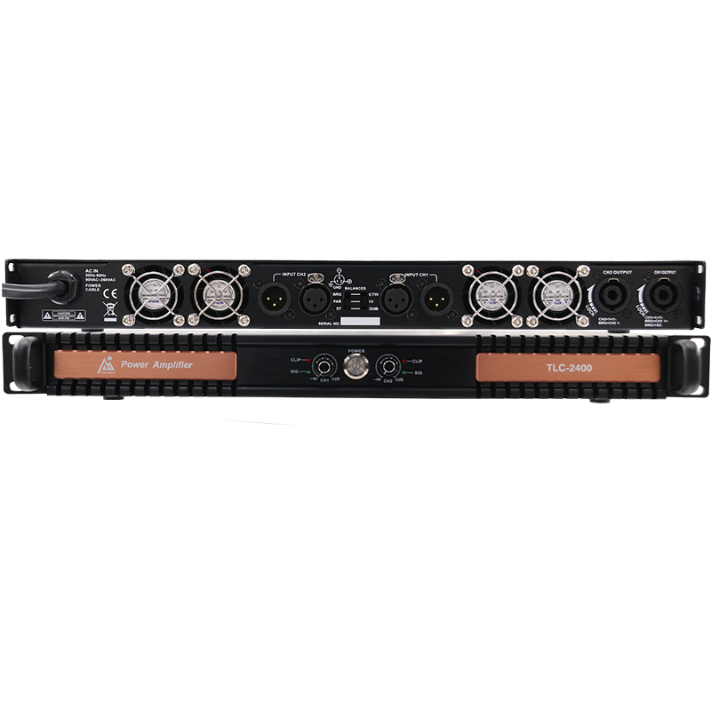 TLC2400 2400w Tow Channel Pro Sound Amplifier with Aluminum Radiator Inside Low And High Tone Control Designed for Touring Audio Systems