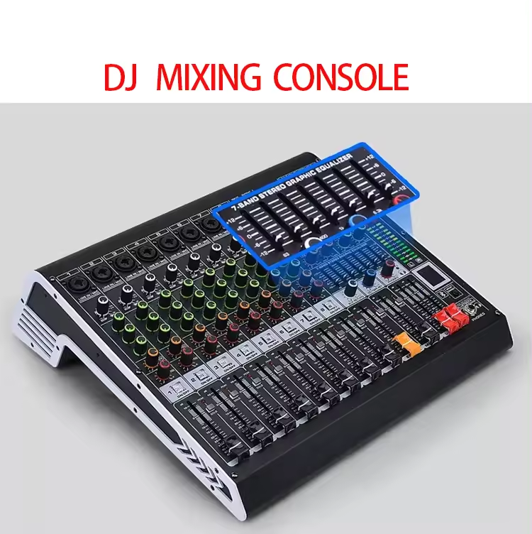 Professional Console Mp3 Computer Input Built-in 99 Reverb Effect 8 Channel Digital Audio Mixer with Usb Bluetooth Audio Mixer