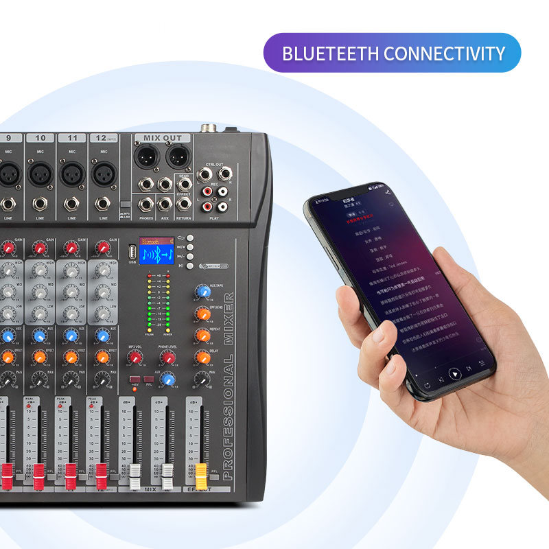 Portable DJ Professional Digital 12 Way Supported Bluetooth And MP3 Audio Mixer Digital With Built-in 48V Phantom Power