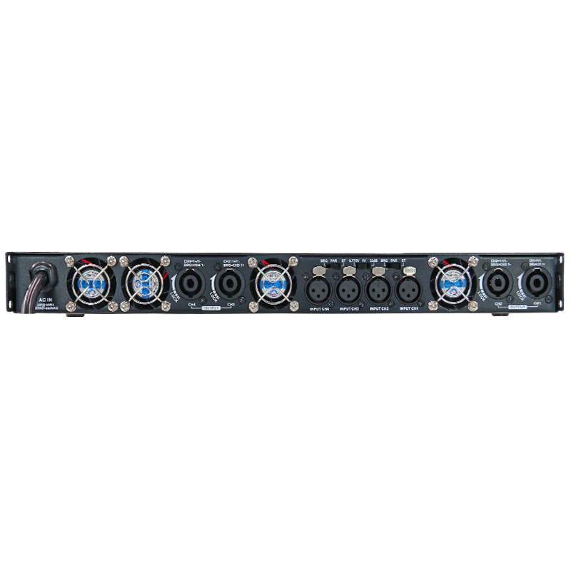 4ch 2400watt Sensitivity 1v High Power Individual Volume Control Sound Audio Amplifier for Stage