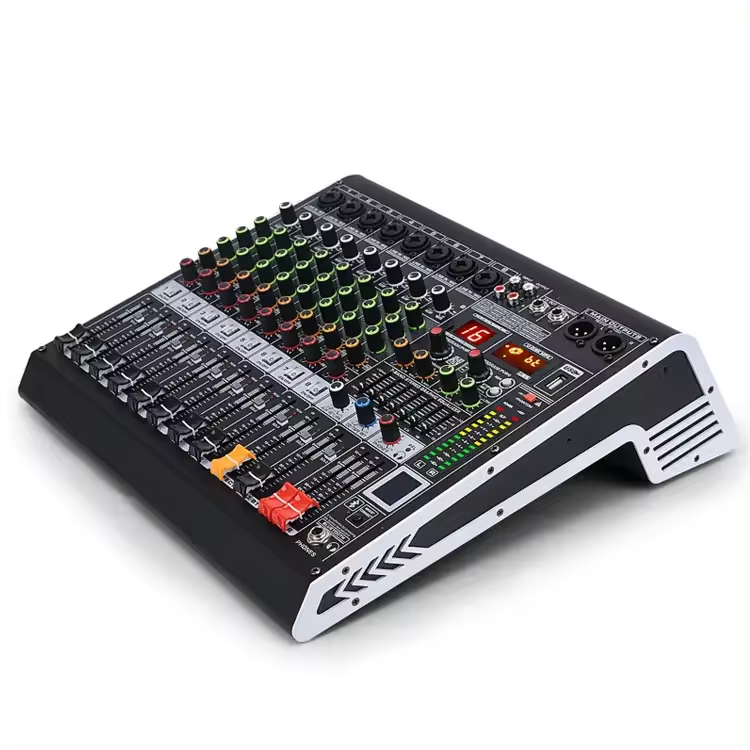 Professional Console Mp3 Computer Input Built-in 99 Reverb Effect 8 Channel Digital Audio Mixer with Usb Bluetooth Audio Mixer